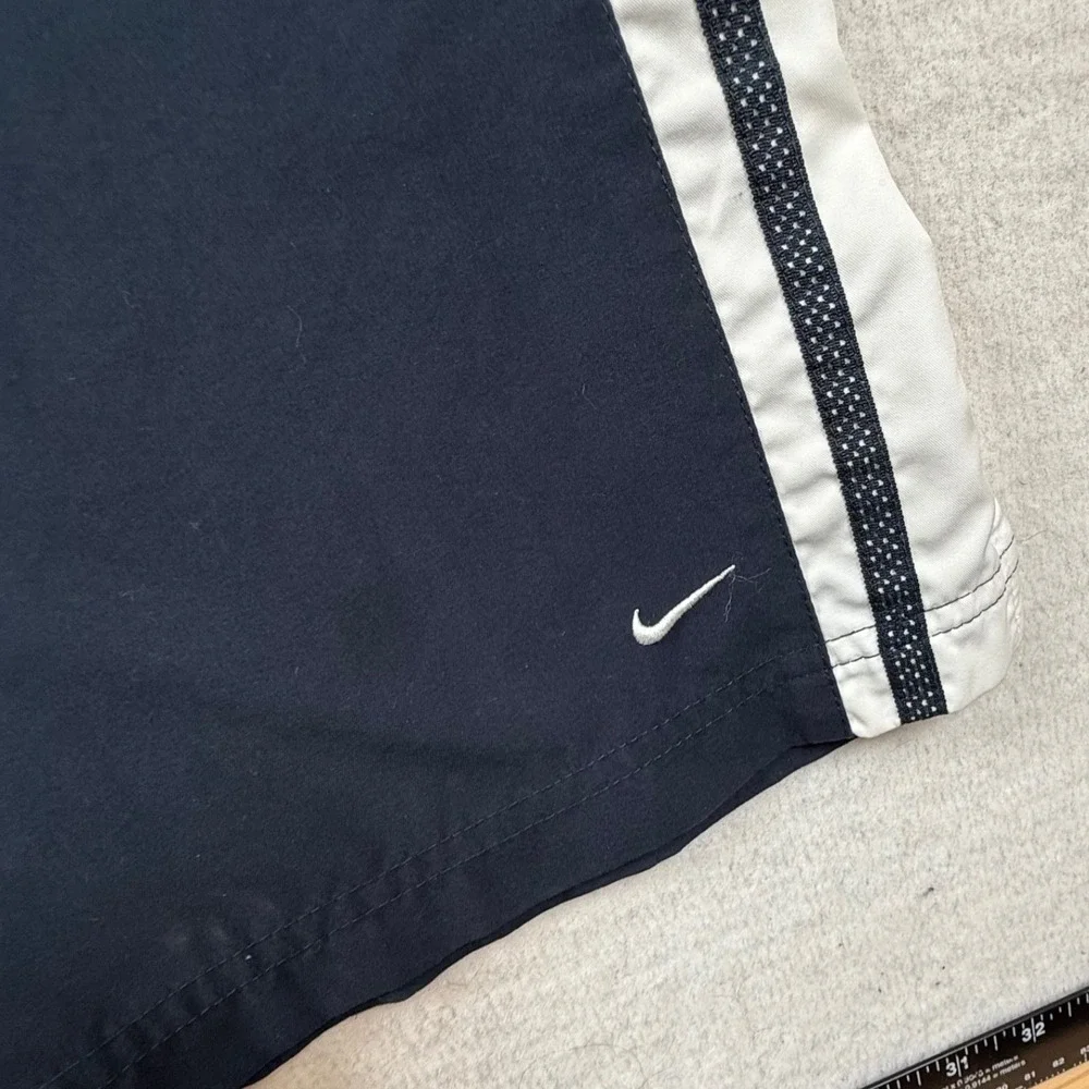 Nike Youth Large Navy Blue White Striped Track Pants Swoosh L 12-14 Y2K gorpcore